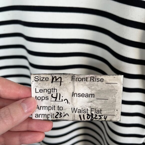 Spanx Airessentials Black White Midi Striped T-Shirt Dress Short Sleeve Medium - Picture 11 of 12